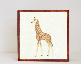 giraffe, zoo animals safari nursery art, jungle nursery art- baby boy, safari jungle nursery decor-  playroom- giraffe  redtilestudio