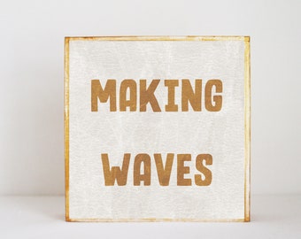 making waves beach boho nursery,  nursery art, baby girl nursery decor, gender neutral baby, baby room art, art block, redtilestudio