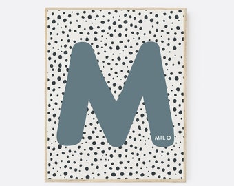 Custom Name Printable, Polka Dot Downloadable Print, Neutral Nursery, Playroom Printable Poster, Baby Boy Kid Room Decor, Baby Name Art