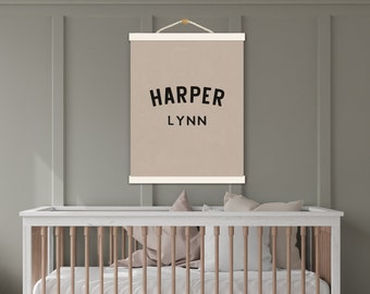 Nursery Name Sign, Canvas Flag, Baby Name Sign, Nursery Name Banner, Baby Shower Gift, Custom Name Banner, Custom Pennant, Baby Name Banner