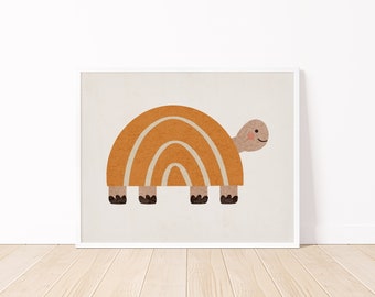 Turtle Woodland Animal Digital Print, Playroom Printable Poster, Baby and Kid Room Decor, Playroom Prints Wall Art, Nursery art, Midcentury