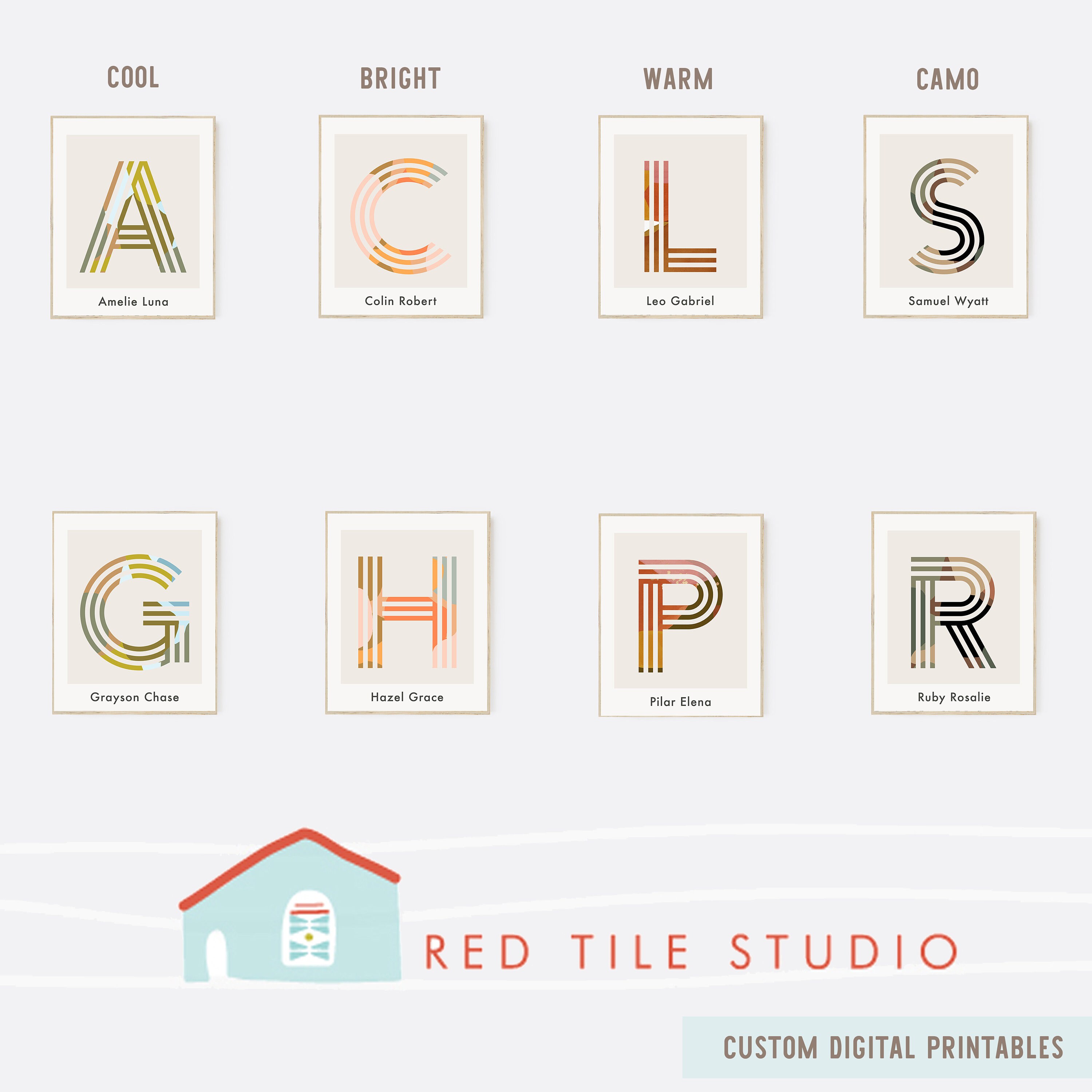 Custom Name Printable, Modern Baby Downloadable Print, Neutral Nursery