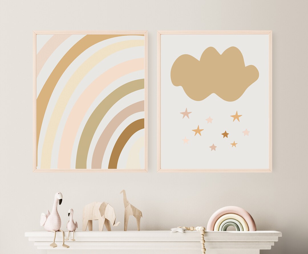 Rainbow Cloud Art for Modern Kids Wall Art for Boho Cloud Nursery Art