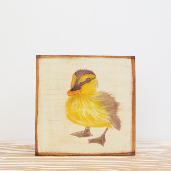 duck wall art- 5x5- art block- duckling- art for a kids room- nursery wall decor- redtilestudio