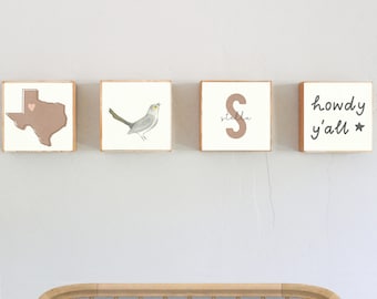 boho southwest nursery prints nursery decor - boho texas art for nursery -neutral boho southwest nursery art blocks, texas playroom decor