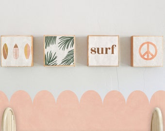 surf boho nursery decor beach nursery - surf art for nursery -neutral boho beach nursery art blocks, surf  playroom decor surf playroom art