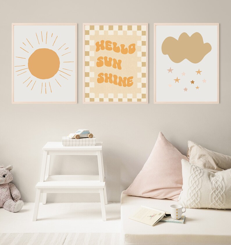 retro sun printable art for boho retro kid room art for hello sunshine art print boho nursery print DIGITAL DOWNLOAD 8x10 11x14 12x16 16x20 image 4