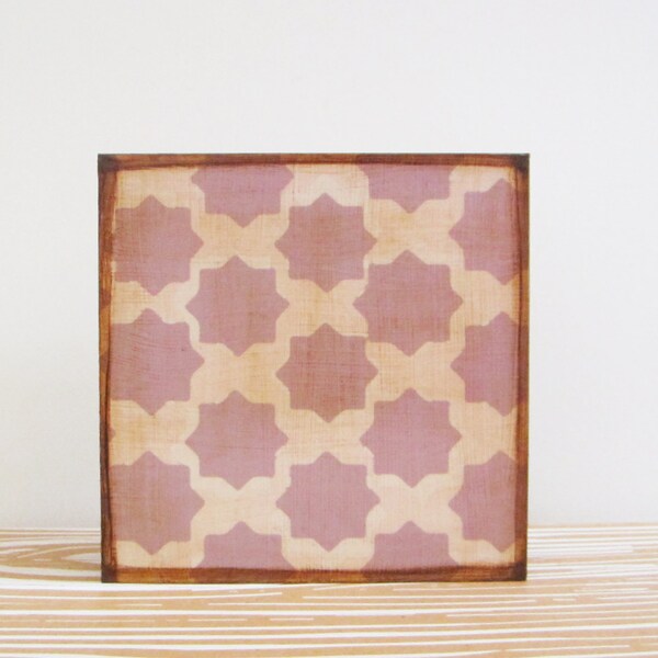 art for a nursery- moroccan pattern Casablanca- 5x5 art block- purple nursery decor- redtilestudio