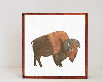 southwestern nursery art -buffalo wall art- animal prints- gender neutral baby- southwest children wall decor- nursery- bison, redtilestudio