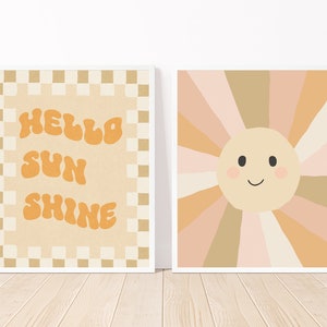 retro sun printable art for boho retro kid room art for hello sunshine art print boho nursery print DIGITAL DOWNLOAD 8x10 11x14 12x16 16x20 image 6