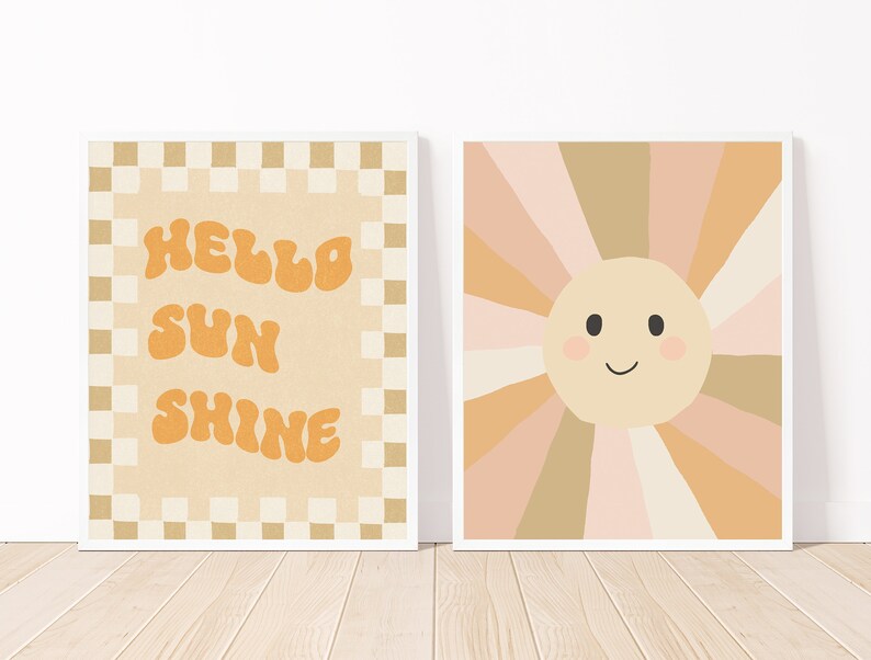 retro sun printable art for boho retro kid room art for hello sunshine art print boho nursery print DIGITAL DOWNLOAD 8x10 11x14 12x16 16x20 image 6