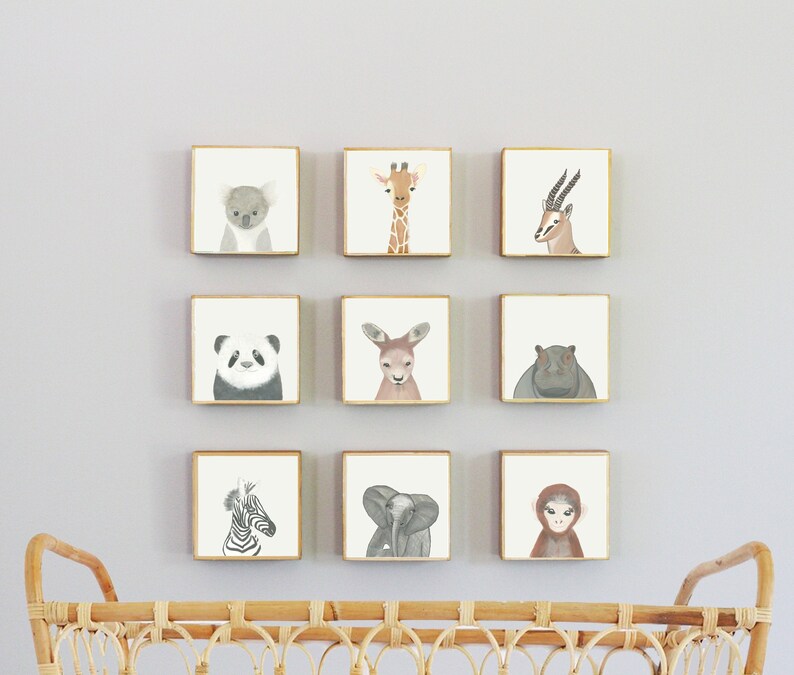 Zoo Animals Nursery Wall Art Nine Set of 5x5 Art Blocks Etsy