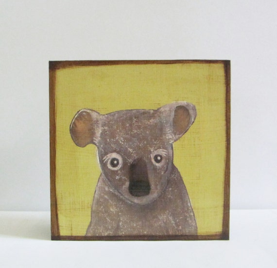 Items similar to Koala wall artnursery decor kids room decor art blocks green nursery