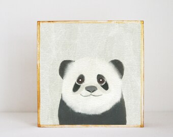 panda bear nursery art, animal print, nursery decor, boho nursery, nursery decor, art block, zoo animal print, redtilestudio