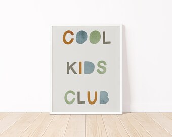 Cool Kids Club Wall Art Downloadable Prints, Neutral Nursery, Playroom Printable Poster, Baby Boy Kids Room Decor, Playroom Prints Wall Art