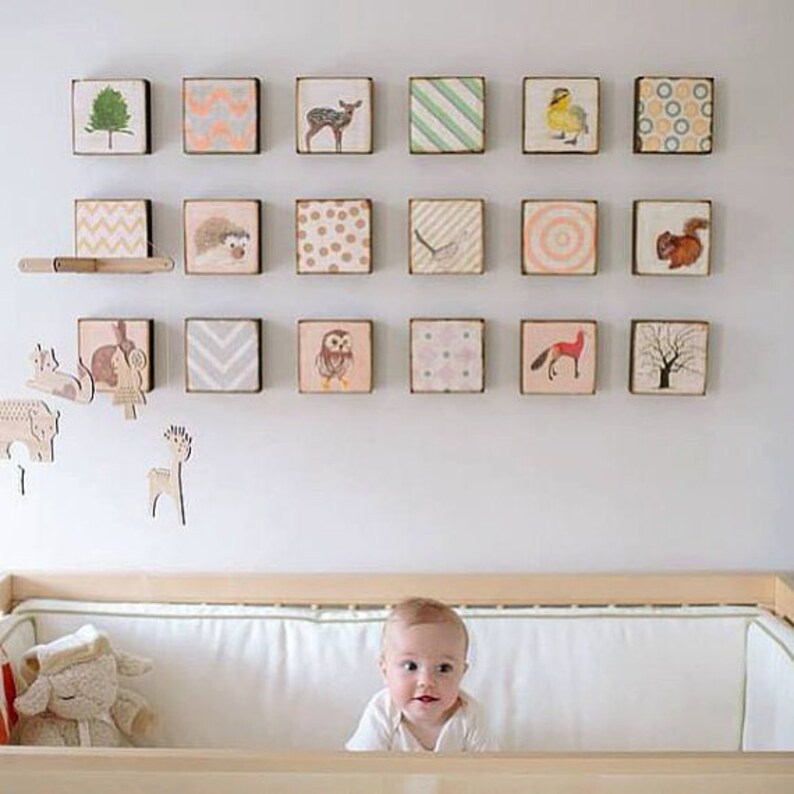 Safari Nursery Wall Art Nine Set of 5x5 Art Blocks Nursery Decor, Tiger ...