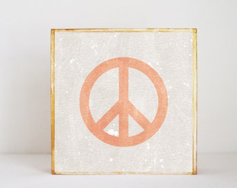 peace sign boho nursery,  nursery art, baby girl nursery decor, gender neutral baby, baby room art, art block, peace nursery, groovy nursery