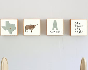 boho southwest nursery prints nursery decor - boho texas art for nursery -neutral boho southwest nursery art blocks, texas playroom decor