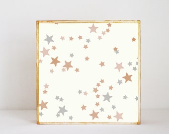 star boho nursery,  nursery art, baby girl nursery decor, gender neutral baby, baby room art, art block, neutral nursery stars nursery decor