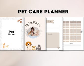 Pet Planner PDF – Registri veterinari, pasti, monitoraggio della salute – PDF per cani, gatti, roditori, uccelli
