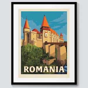 Travel Poster of ROMANIA – Printable Wall Art, Retro Digital Download, City Illustration, Instant Download