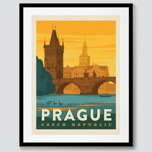 Travel Poster of PRAGUE – Printable Wall Art, Retro Digital Download, City Illustration, Instant Download