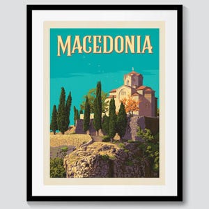 Travel Poster of MACEDONIA – Printable Wall Art, Retro Digital Download, City Illustration, Instant Download