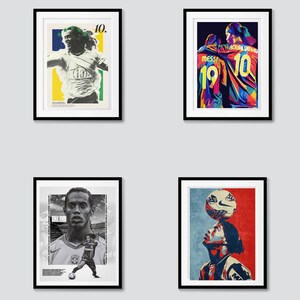 Ronaldinho Digital Poster – 4 Designs to Choose From | Soccer Wall Art | Custom File Delivery | Football Art Print | Digital Decor