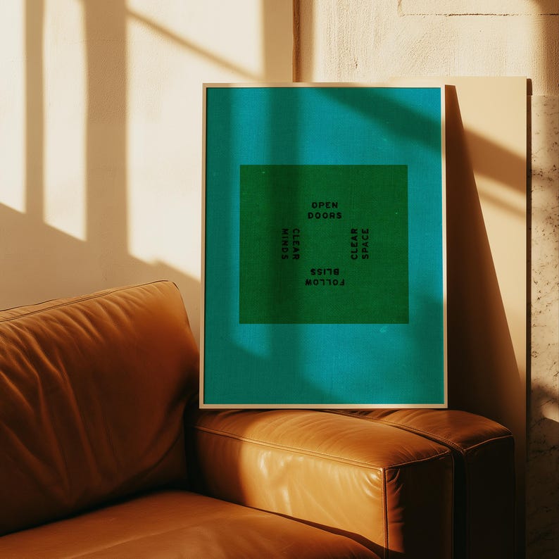 Modern Graphic Poster: Blue Green Typography, Minimalist Wall Art image 3