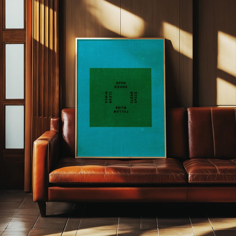 Modern Graphic Poster: Blue Green Typography, Minimalist Wall Art image 4