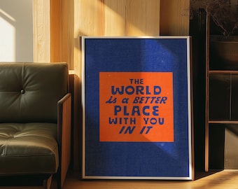 Groovy Motivational Poster: Retro Blue & Orange Typography Print