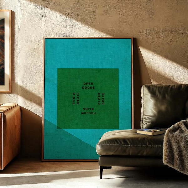 Modern Graphic Poster: Blue Green Typography, Minimalist Wall Art