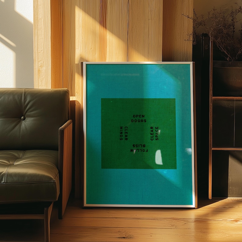 Modern Graphic Poster: Blue Green Typography, Minimalist Wall Art image 2