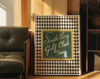 Vintage Golf Club Kunstdruck: Grün & Gold