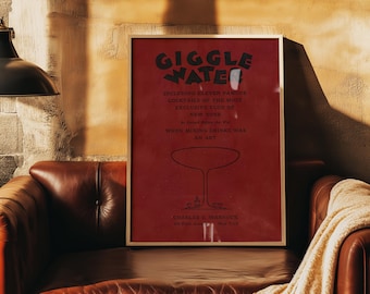 Vintage Cocktail Print: Giggle Water, Mid-Century Modern Bar Cart Decor