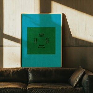 Modern Graphic Poster: Blue Green Typography, Minimalist Wall Art image 5
