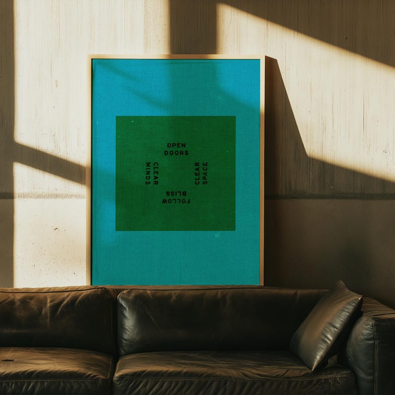 Modern Graphic Poster: Blue Green Typography, Minimalist Wall Art image 5