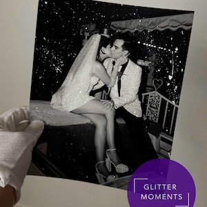 Glitter Wedding Portrait, Crushed Glass Prints, Personalized Glitter Prints, Wedding Anniversary Gift, Unique Keepsake