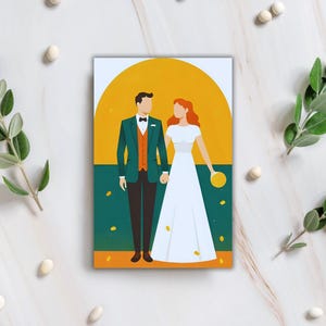 Hochzeitskarte / Hochzeitskarte mit minimalistischem farbenfrohem Design