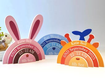 Personalized Wooden Rainbow Birth Announcement: DIY Nursery Decor