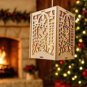 Halloween Wooden Lantern Panels Set, Laser Cut Pumpkin Ghost Spider Bat Designs, Rustic Candle Holder Decoration for Party and Home Decor