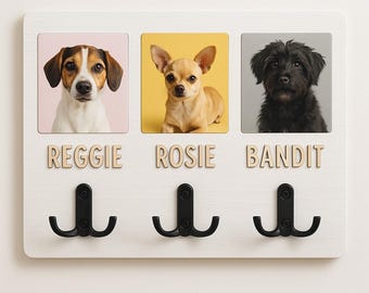 Personalized Pet Photo Leash Holder – Custom Dog/Cat Wall Organizer