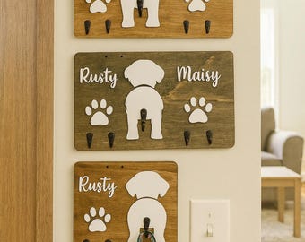 Custom Shiplap Dog Leash Holder: Personalized Pet Home Decor
