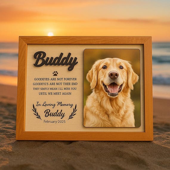 Dog Memorial Gifts Personalized Wooden Pet Memorial Picture Frame ...