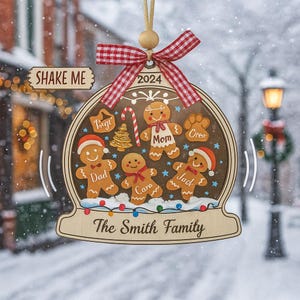 Custom Family Member Shaker Ornament,Family Members Christmas Shaker Ornament, Custom Family Ornament 2025, Family and Pet Ornament Keepsake