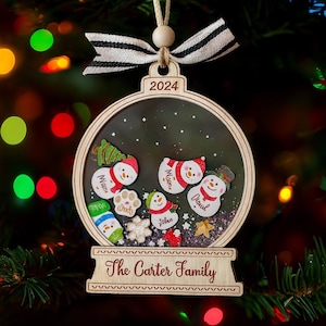Custom Family Member Shaker Ornament,Family Members Christmas Shaker Ornament, Custom Family Ornament 2025, Family and Pet Ornament Keepsake