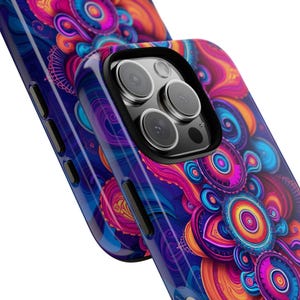 Psychedelic Swirl Tough Phone Case – Trippy Colorful Groovy Y2K Aesthetic, Retro Vibe Case iPhone & Samsung, Glossy, Retro Psychedelic Case