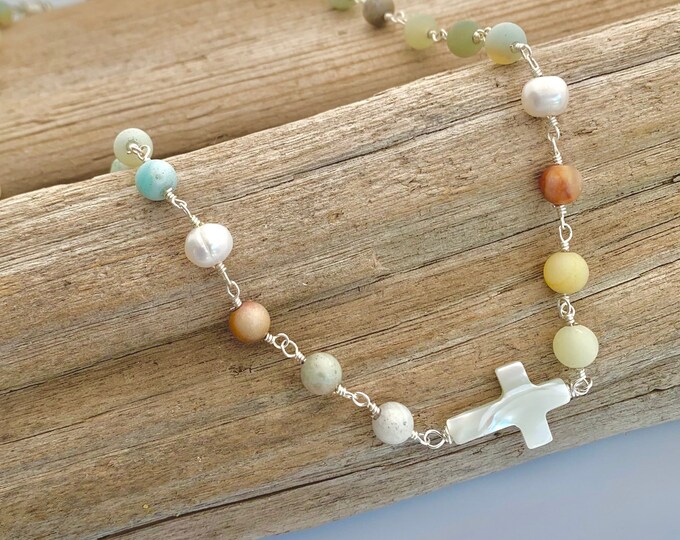 Mother of Pearl Cross Necklace