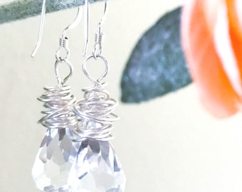 Crystal Teardrop Earrings with Sterling Silver