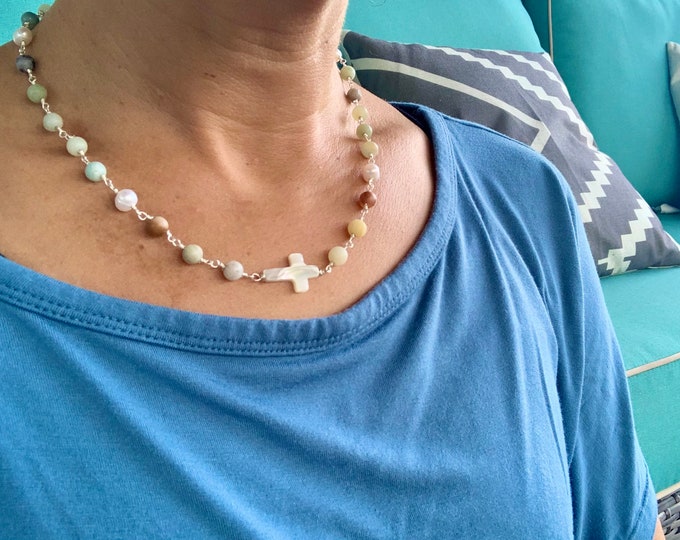 Mother of Pearl Cross Necklace